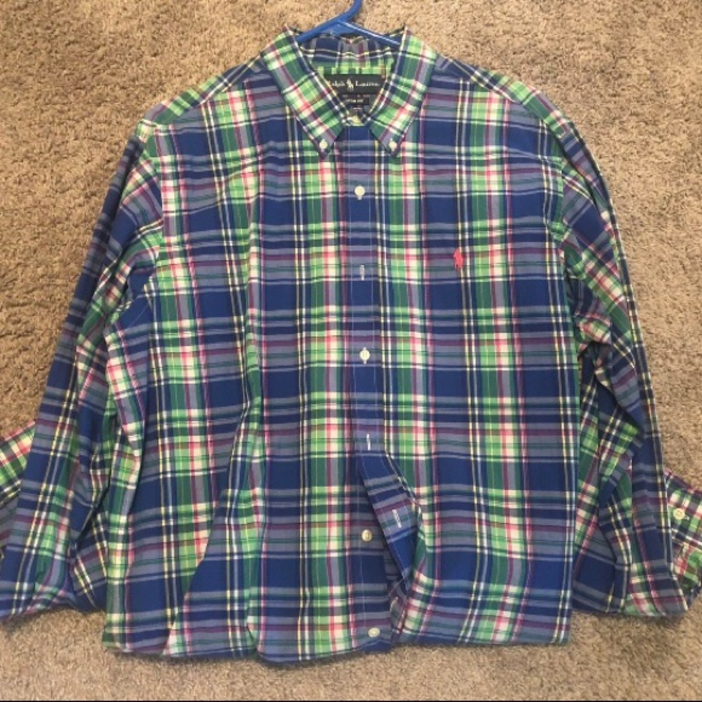 Polo button up multi color